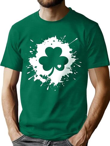 Mens St Patricks Day Shirt: Irish Lucky Shamrock T Shirt Clover Saint Patricks Day Short Sleeve Tee Tops in Saudi Arabia