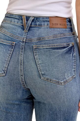 بنطلون جينز Judy Blue نسائي عتيق مغسول عالي الخصر للتحكم في البطن بأرجل مستقيمة، درزة داخلية 32 بوصة in Saudi Arabia