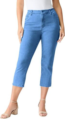Roaman's Women's Plus Size Petite Plus Size Classic Stretch Capri Jean in Saudi Arabia