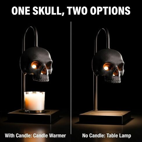 Nomnu Skull Candle Warmer Lamp with Timer & Dimmer *Candles NOT Included – Black Gothic Table Lamp Candle Warmer Adjustable Height, 2 Light Bulbs. Skull Decor- Lamps for Spooky Home & Witchy Gifts in Saudi Arabia