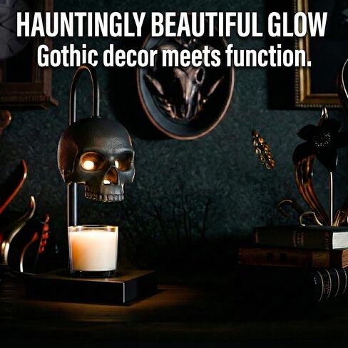 Nomnu Skull Candle Warmer Lamp with Timer & Dimmer *Candles NOT Included – Black Gothic Table Lamp Candle Warmer Adjustable Height, 2 Light Bulbs. Skull Decor- Lamps for Spooky Home & Witchy Gifts in Saudi Arabia