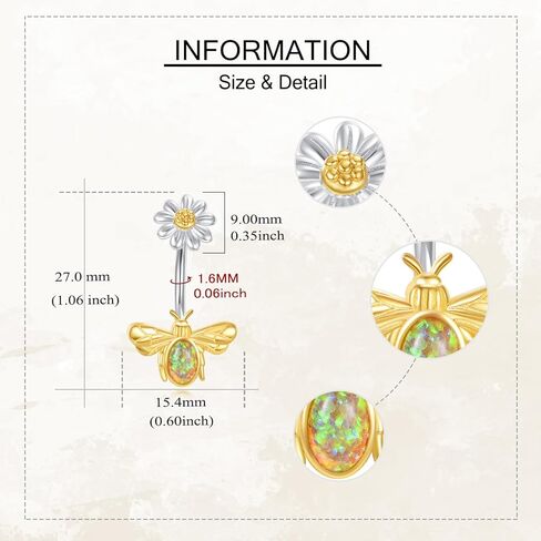Bee Belly Ring Sterling Silver Daisy Belly Button Ring 16G Bee Piercing Jewelry Gifts for Women in Saudi Arabia