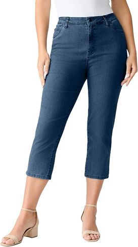 Roaman's Women's Plus Size Petite Plus Size Classic Stretch Capri Jean in Saudi Arabia