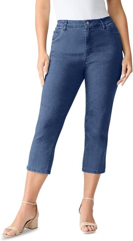 Roaman's Women's Plus Size Petite Plus Size Classic Stretch Capri Jean in Saudi Arabia