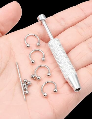 16G حلقات حاجز حدوة الحصان 8 مم 10 مم خيط داخلي مع أداة وممسك الكرة، لا تسبب الحساسية للأنف، الرخ، الغضروف، الحلزون، الشفاه - الذهب الفضي 316L مجوهرات ثقب الحاجز الفولاذي الجراحي in Kuwait