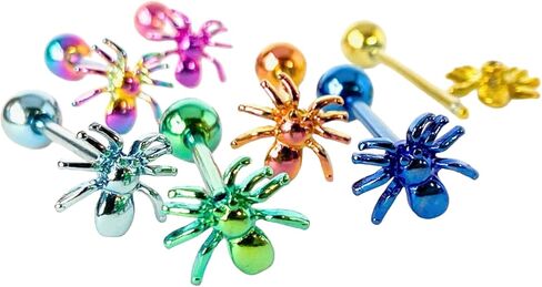 1 Piece of Unique Titanium Anodized Spider Tongue Ring - 14g - Body Jewelry in Saudi Arabia