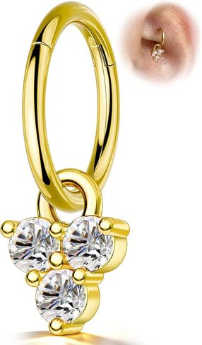 COCHARM Clicker Rook Earrings,16G Lotus Dangle Rook Jewelry Stainless Steel,Helix Lobe Earrings Helix Piercing Jewelry 6/8MM in Saudi Arabia