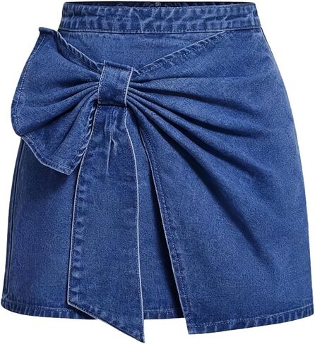 utcoco Women's 2026 Fashion Denim Mini Skirt Y2k Bow Knot High Waisted Jean Skirt in Saudi Arabia