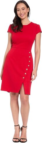 London Times Women's Cap Sleeve Round Neck Sheath Dress - Professional Work Dresses for Business Casual in Saudi Arabia