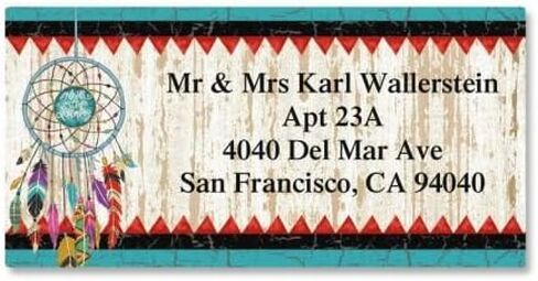 Dreamcatcher Border Return Address Labels - Set of 144 1-1/8" x 2-1/4" Self-Adhesive, Flat-Sheet Western labels in Saudi Arabia