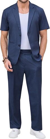 بدلات رجالية مكونة من قطعتين، طقم كاجوال بأكمام قصيرة وسروال مناسب للعمل الصيفي وحفلات الزفاف in Kuwait