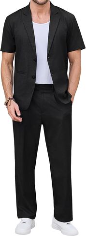 Men's Suits 2 Piece Set Casual Regular Fit Short-Sleeve Suit and Pants Set for Summer Business Prom Wedding Party in Saudi Arabia