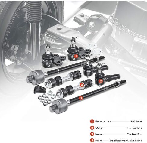 8pcs Front Sway Bar Kit Tie Rod End Bushing Mounting Hardware Nut Boot for Bonneville for Aurora for Seville for DeVille for Riviera for Park Avenue for LeSabre ES3452 K700528, Fast delivery in Kuwait