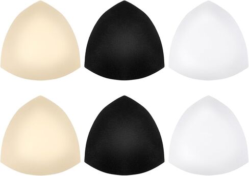 3 Pairs Bra Inserts Pads, Removable Triangle Sponge Bra Pads Triangle Bras Padding Washable Lift Up Bras Cups Inserts for Bathing Suit Swimsuit Black White Beige in Saudi Arabia