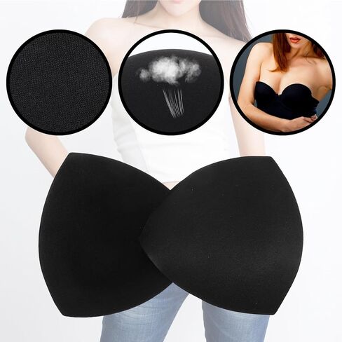 3 Pairs Bra Inserts Pads, Removable Triangle Sponge Bra Pads Triangle Bras Padding Washable Lift Up Bras Cups Inserts for Bathing Suit Swimsuit Black White Beige in Saudi Arabia