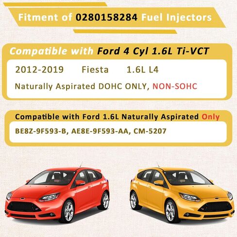 0280158284 Naturally Aspirated 1.6L Fuel Injectors,Compatible with/Ford 1.6 Fiesta 2012-2019,Set of 4 in Saudi Arabia