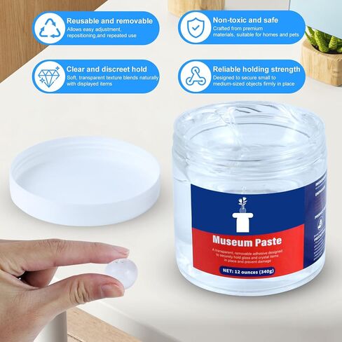 12 oz Museum Putty, Clear Removable Gel Wax - Reusable Mounting Paste for Exhibits,Reusable & No Residue, Fixed Collection Artifacts and Decorations to Prevent Vibration, Falling in Saudi Arabia