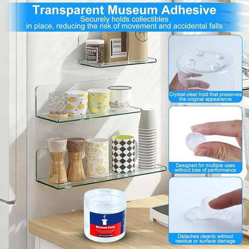 12 oz Museum Putty, Clear Removable Gel Wax - Reusable Mounting Paste for Exhibits,Reusable & No Residue, Fixed Collection Artifacts and Decorations to Prevent Vibration, Falling in Saudi Arabia