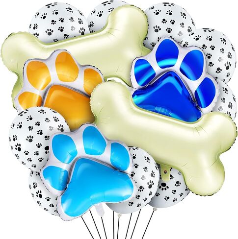 46 Pieces Dog Themed Balloons Decoration Set with Dog Paw Print and Bone Shaped Foil Balloons Props for Pets Birthday Party Supplie in Saudi Arabia
