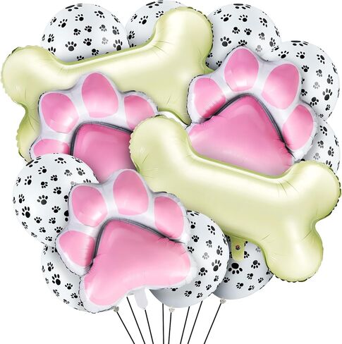 46 Pieces Dog Themed Balloons Decoration Set with Dog Paw Print and Bone Shaped Foil Balloons Props for Pets Birthday Party Supplie in Saudi Arabia