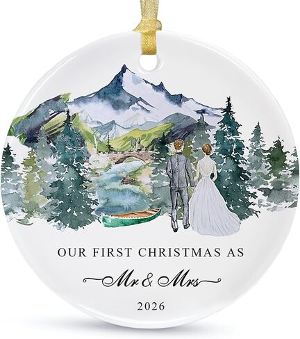 زينة عيد الميلاد الأولى للزواج لعام 2024، زينة معلقة للكريسماس للسيد والسيدة في السنة الأولى لتزيين الزفاف للزوجين in Kuwait