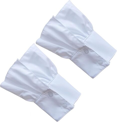 أصفاد معصم صناعية للنساء، أساور أكمام قابلة للفصل، أساور أكمام من الشيفون الأبيض، إكسسوارات مزينة بالملابس لمعطف البلوزة in Kuwait