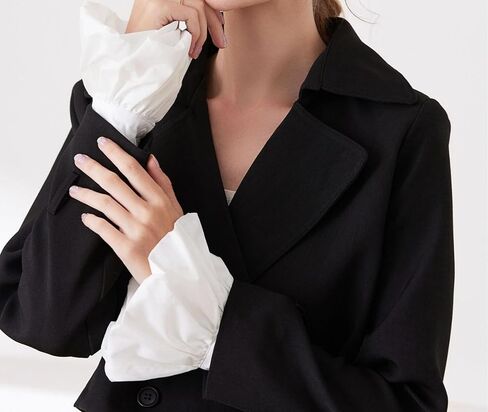 أصفاد معصم صناعية للنساء، أساور أكمام قابلة للفصل، أساور أكمام من الشيفون الأبيض، إكسسوارات مزينة بالملابس لمعطف البلوزة in Kuwait