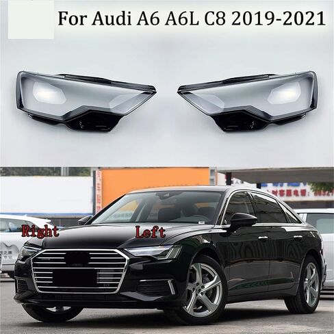 Headlamp Cover Lens Transparent Lamp Shade Glass Headlight Shell Replace Original Lampshade For Audi A6 A6L C8 2019 2020 2021(Left) in Saudi Arabia
