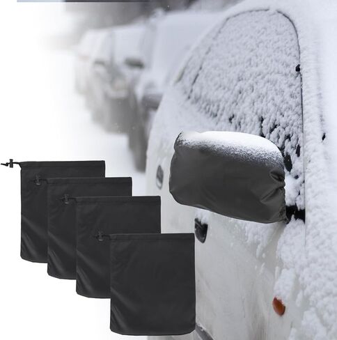 4Pcs Waterproof Side Mirror Covers, Car Side Mirror Rain Guard Protection Cover for Snow Ice Bird Droppings, Fit for Cars, SUVs, Winter Rearview Guard, Auto Exterior Accessories with Drawstrings in Saudi Arabia