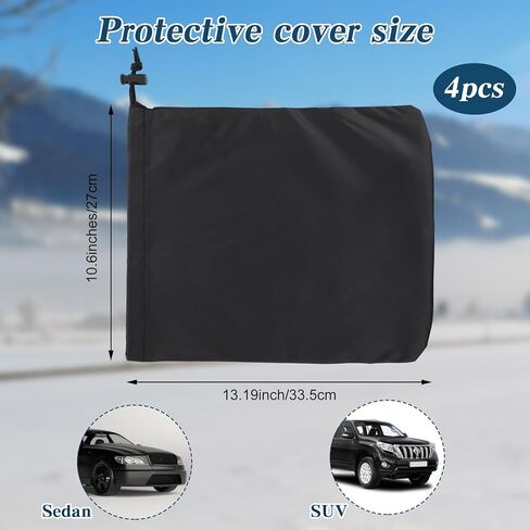 4Pcs Waterproof Side Mirror Covers, Car Side Mirror Rain Guard Protection Cover for Snow Ice Bird Droppings, Fit for Cars, SUVs, Winter Rearview Guard, Auto Exterior Accessories with Drawstrings in Saudi Arabia