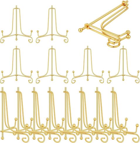 15 Pack 4 Inch Decorative Plate Holders for Displaying, Gold Iron Plate Easels for Display Stands for Photos, Pictures, Artwork, Frames, and Tabletop Decor in Saudi Arabia
