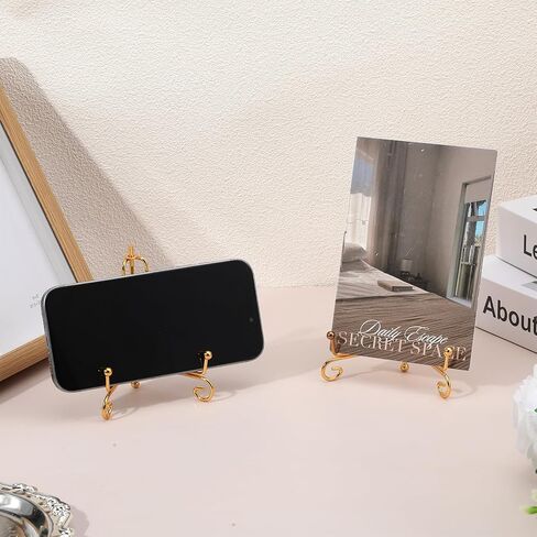 15 Pack 4 Inch Decorative Plate Holders for Displaying, Gold Iron Plate Easels for Display Stands for Photos, Pictures, Artwork, Frames, and Tabletop Decor in Saudi Arabia