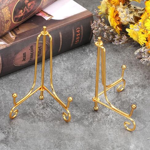 15 Pack 4 Inch Decorative Plate Holders for Displaying, Gold Iron Plate Easels for Display Stands for Photos, Pictures, Artwork, Frames, and Tabletop Decor in Saudi Arabia