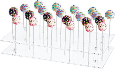 مجموعة حامل الكيك بوب، حامل عرض مصاصة ذو 22 فتحة، حامل كيك بوب شفاف من الأكريليك لعرض المصاصة لطاولة الحلوى وحفلات الزفاف في عيد الحب وديكور حلوى عيد الميلاد in Kuwait