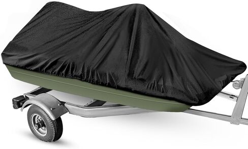 900D Waterproof Pond Boat Cover Fits 8'-10'L Pond Prowler Bass Raider Boat and Bass Fishing Boat, Heavy Duty Marine Grade Canvas, Black in Kuwait