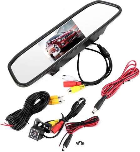 4.3in IP68 Backup Camera and Monitor Kit, AV1 and AV2 LCD Backup Mirror Monitor and Car Rear View Camera Kit with Resolution: 480 H ×272 V, Night Vision Reversing Camera in Saudi Arabia
