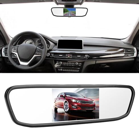 4.3in IP68 Backup Camera and Monitor Kit, AV1 and AV2 LCD Backup Mirror Monitor and Car Rear View Camera Kit with Resolution: 480 H ×272 V, Night Vision Reversing Camera in Saudi Arabia