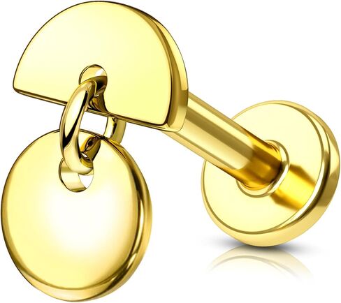 COCHARM Large Geometric 16g Earring Stud Threadless Helix/Tragus/Conch/Cartilage Piercing Jewelry 6mm/8mm Push Pin Cartilage Earring Stud with Flat Back, Surgical Steel Lobe Jewelry in Gold & Silver in Saudi Arabia