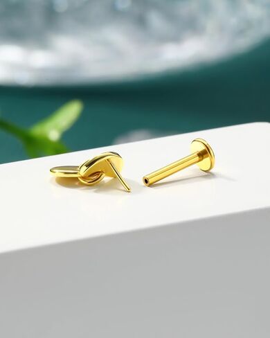 COCHARM Large Geometric 16g Earring Stud Threadless Helix/Tragus/Conch/Cartilage Piercing Jewelry 6mm/8mm Push Pin Cartilage Earring Stud with Flat Back, Surgical Steel Lobe Jewelry in Gold & Silver in Saudi Arabia