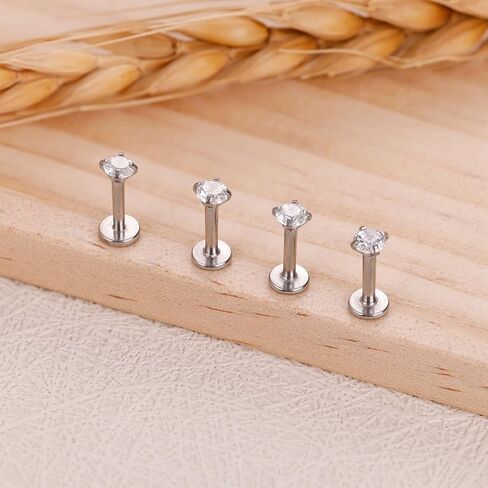 4Pcs 16G 316L Stainless Steel Internally Threaded CZ Stud Earrings for Women Cartilage Helix Stud Earring Tragus Stud Cubic Zirconia Ear Stud Piercing Jewelry in Kuwait