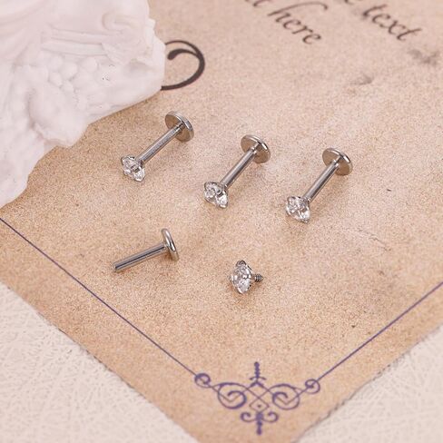4Pcs 16G 316L Stainless Steel Internally Threaded CZ Stud Earrings for Women Cartilage Helix Stud Earring Tragus Stud Cubic Zirconia Ear Stud Piercing Jewelry in Kuwait
