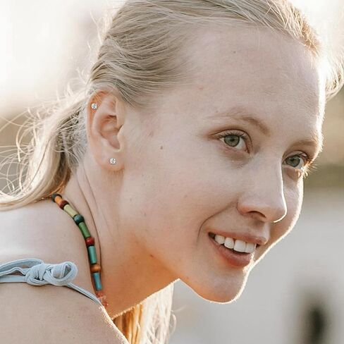 4Pcs 16G 316L Stainless Steel Internally Threaded CZ Stud Earrings for Women Cartilage Helix Stud Earring Tragus Stud Cubic Zirconia Ear Stud Piercing Jewelry in Kuwait