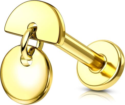 COCHARM Large Geometric 16g Earring Stud Threadless Helix/Tragus/Conch/Cartilage Piercing Jewelry 6mm/8mm Push Pin Cartilage Earring Stud with Flat Back, Surgical Steel Lobe Jewelry in Gold & Silver in Saudi Arabia