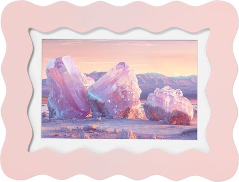 5x7 Cute Picture Frame, Wavy Curved Photo Frame with 4x6 Mat and Real Glass, Unique Funky Frame for Table and Wall Display, Home Office Desk Decoration Art, Baby Girl Gift (5x7, Light Pink) in Kuwait