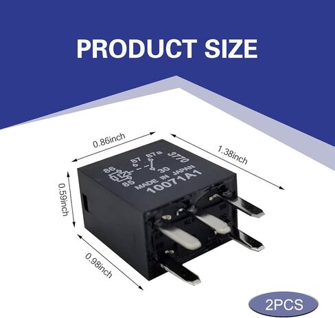 2 PCS Fuel Pump Relay, 12V 5-Pin 30A Direct Plug Power Relay, OE #G8V-RH-1C7T-R-DC12V, 301-1C-C-R1, Universal for Most Cars (Black) in Kuwait
