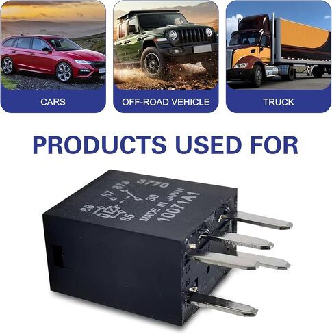 2 PCS Fuel Pump Relay, 12V 5-Pin 30A Direct Plug Power Relay, OE #G8V-RH-1C7T-R-DC12V, 301-1C-C-R1, Universal for Most Cars (Black) in Kuwait