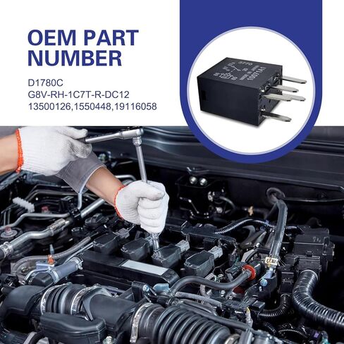 2 PCS Fuel Pump Relay, 12V 5-Pin 30A Direct Plug Power Relay, OE #G8V-RH-1C7T-R-DC12V, 301-1C-C-R1, Universal for Most Cars (Black) in Kuwait