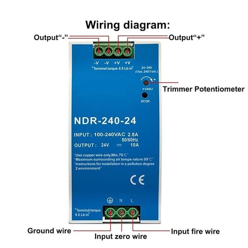 1pcs NDR-75W 120W 240W 480W 12V 24V 48V Switching Power Supply Industrial DIN Rail AC/DC Single Output Power Transformer(NDR-120-12V 10A) in Saudi Arabia