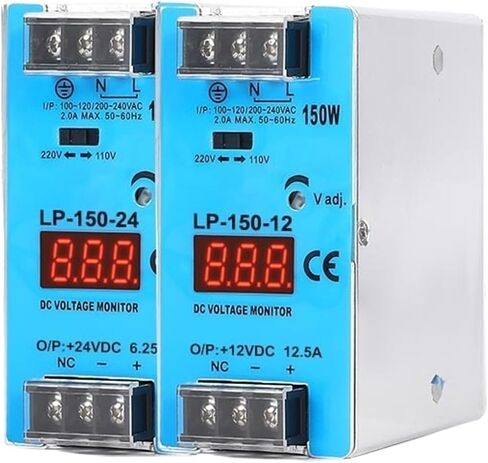 1 قطعة LP 150 واط 12 فولت 24 فولت 48 فولت 12.5A 6.25A 3.15A DIN السكك الحديدية نموذج التيار المتناوب تيار مستمر شاشة ديجيتال تحويل التيار الكهربائي إخراج واحد (LP-150-24V 6.25A) in Saudi Arabia