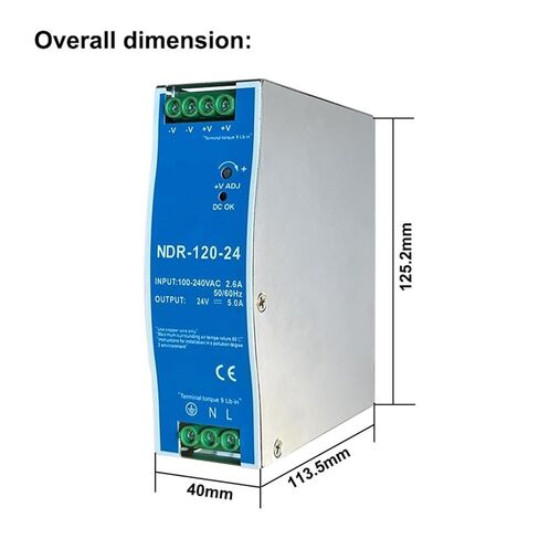 1pcs NDR-75W 120W 240W 480W 12V 24V 48V Switching Power Supply Industrial DIN Rail AC/DC Single Output Power Transformer(NDR-75-24V 3.2A) in Saudi Arabia